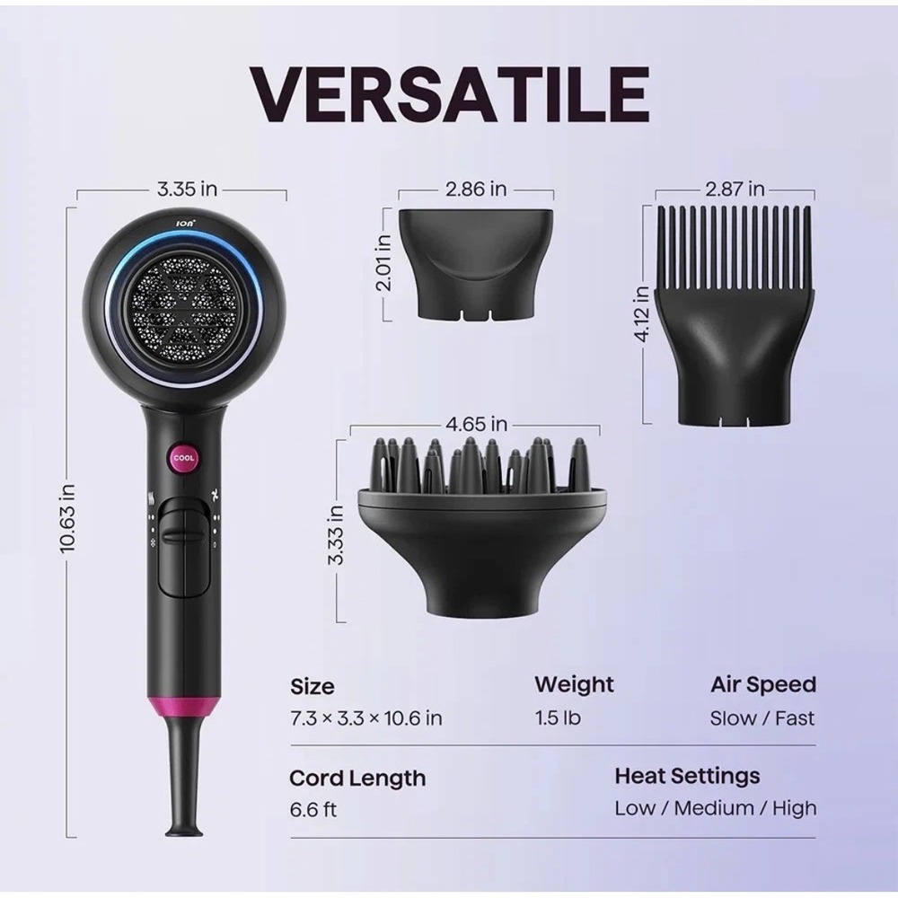 Wavytalk Blown Away Ionic Hair Dryer Professional Styling Tool Black New - Picture 3 of 8